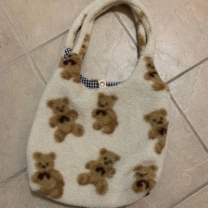 NWOT Fluffy Teddy Bear Plush Tote 🧸
